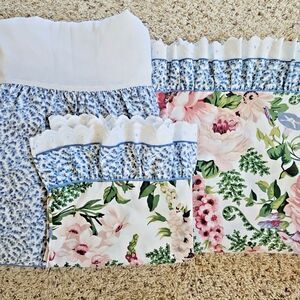 Waverly Belle Rive Eyelet Ruffle Cottage Floral Twin Flat Sheet Skirt Pillowcase